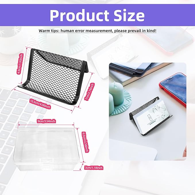 16pcs Black Metal Mesh Business Card Holder Desktop Card Holder Desk Card Holder 1pcs Clear Business Card Organizer