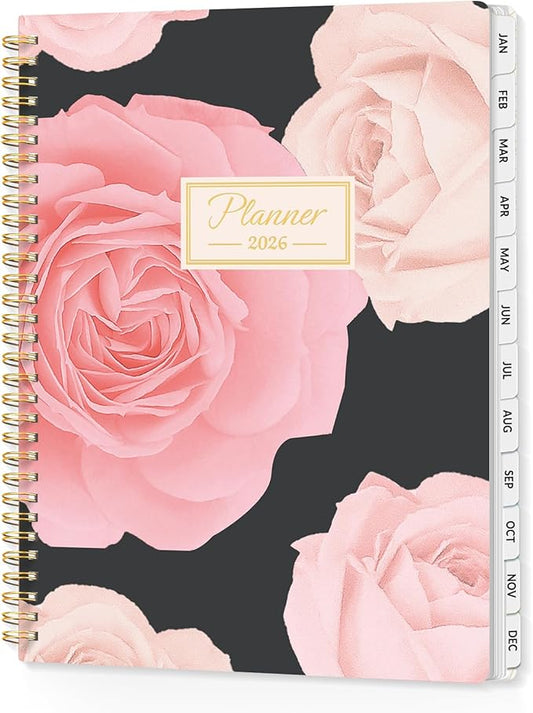 SUNEE Planner 2026 Weekly and Monthly, January 2026-December 2026, 8.5"x11", Tabs, Note Pages,Spiral Binding, Colorful Flowers