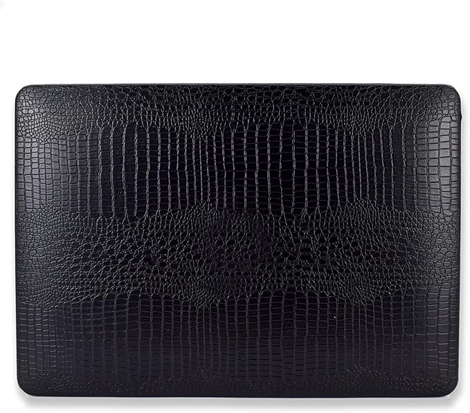 DTangLsm Compatible with MacBook Air 15 inch Case M4 2025 2024 2023 M3 M2 A3241 A3114 A2941, Crocodile Skin Alligator PU Leather Hard Shell Case and Keyboard Cover, Black