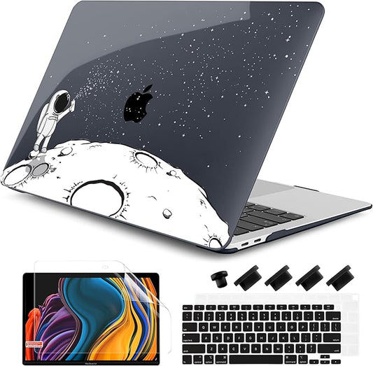 DONGKE Compatible with MacBook Air 13 inch Case 2021 2020 2019 2018 Release A2337 M1 A2179 A1932 with Retina Display & Touch ID, Plastic Hard Shell & Keyboard Cover - Astronaut