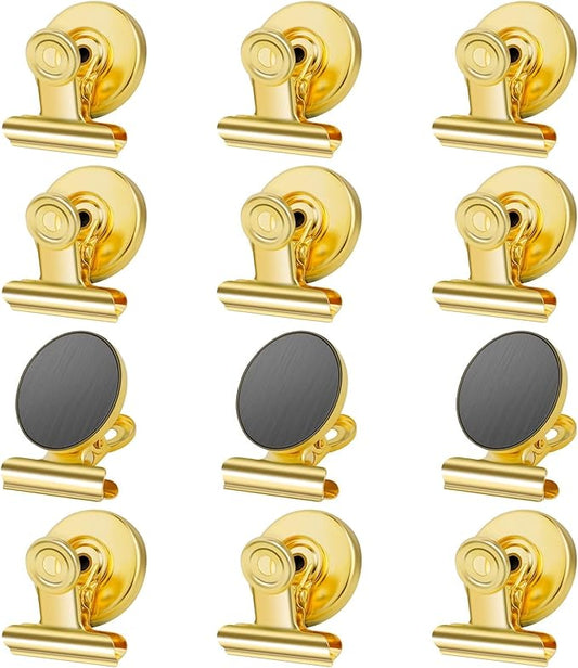 GRTARD 12Pack Magnetic Clips with Anti-Scratch Sticky Pads, Strong Heavy Duty Fridge Magnets Clip, Whiteboard Magnets with Clips, Non-Scratch Metal Magnetic Clip for Refrigerator, Whiteboard