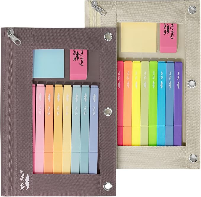 Mr. Pen- Pencil Pouch, 2 Pack, Pencil Pouches, Pencil Pouch for 3 Ring Binder Pencil Pouch, Pencil Cases, Flat Pencil Case for Binder Pouch, Zipper Pencil Pouch, 3 Ring Binder Pouch