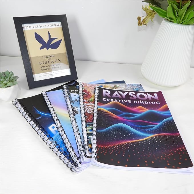 Rayson Double Loop Binding Wires, Mixed Sizes (3/8", 7/16", 1/2", 9/16", 5/8") 2:1 Pitch Wire Binding Spines, 21-Loop Black, Pack of 100