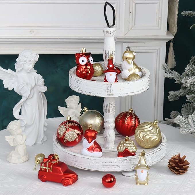 Red and Gold Christmas Ornaments Set, 75PCS Shatterproof Christmas Ornaments, Assorted Xmas Tree Hanging Ornaments for Christmas Trees, Holiday, Thanksgiving Party Decor(Red & Gold)