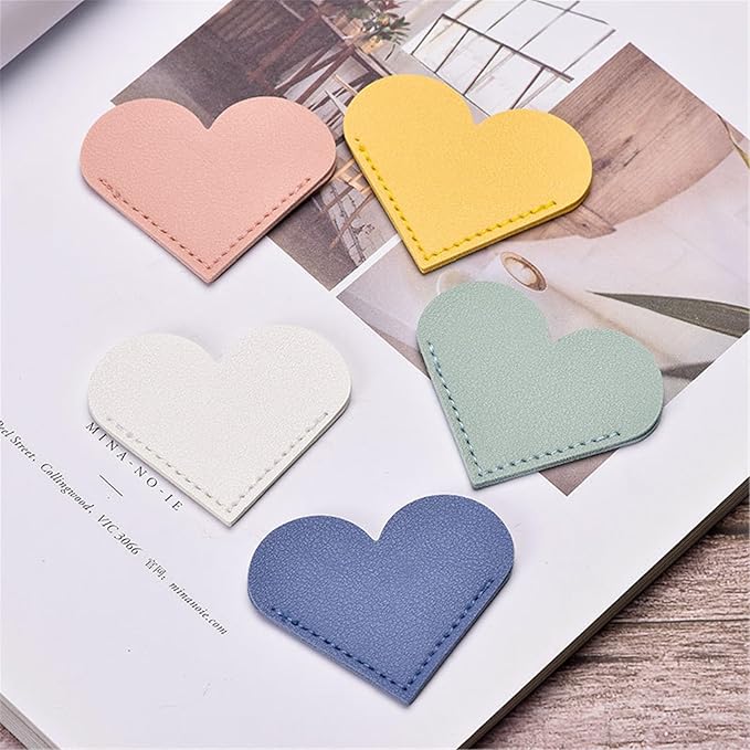 10Pcs Bookmarks for Women Book Marks for Reading Lovers, Cute Leather Heart Bookmarks for Friends Teachers Students Book Reading Lovers Present
