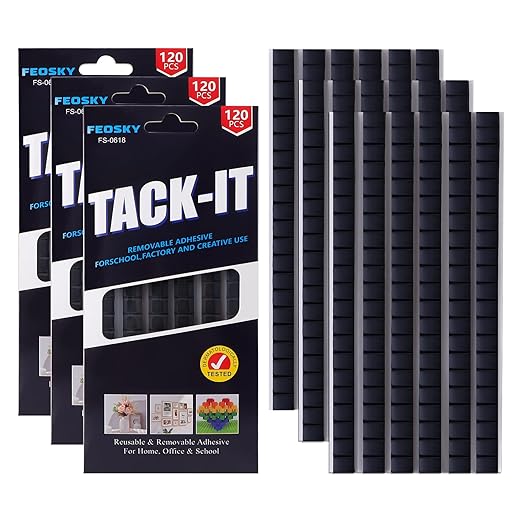 Feosky Adhesive Poster Sticky Tack Putty, Reusable and Removable Adhesive Putty, Mounting Putty for displaying Wall Paintings, Picture, Decoration, Crafts (Black, Pack of 3)