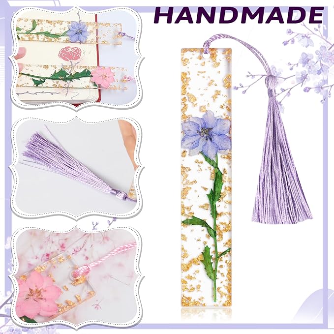 Bookmarks for Women, Kaluofan 2PCS Book Markers for Reading, Durable Handmade Dried Flower Bookmarks with Tassels, Pretty and Increase Reading Interest