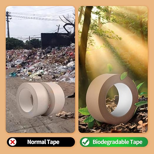 TAPEBEAR Eco-Friendly Kraft Paper Tape, Biodegradable Kraft Paper Tape, Recyclable Writable Packing Tape, Non-Coated Surface for Masking, Sealing, 2inch x 60yards, 6Rolls