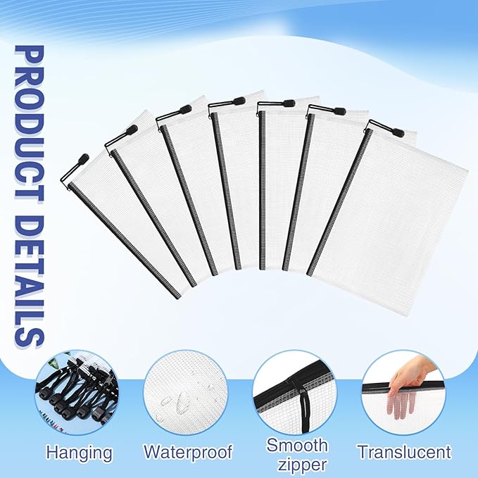 Jetec 32 Pcs Mesh Zipper Bags Toy Storage Bikini Organizer Bag Bolsas Para Guardar Trajes De Baño Waterproof Zipper Reusable Pouch Puzzle Multipurpose for Storage Office(Black,9 x 7 Inch)