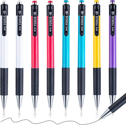 M&G 8 Pcs Retractable Ballpoint Pens, 0.7mm Medium Point Black Ink Ballpoint Pens Smooth Writing Large Capacity Pens for School & Office