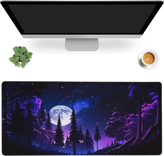 Gaming Mouse Mat Moon and Forest Large Mouse Pad Extended Mouse Pad Desk Mat Non-Slip Rubber Base Mice Pad Desk Pad for Office Game Home 35.4x15.75 in