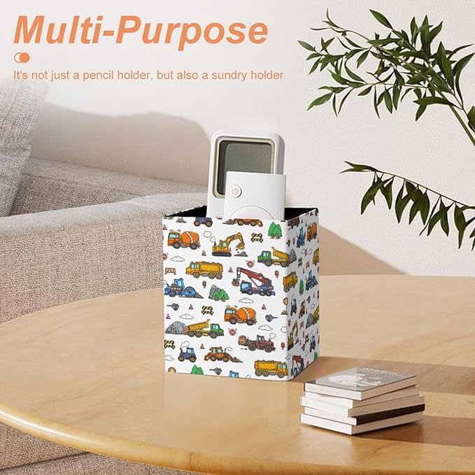 Square Pen Holder & Pencil Organizer for Desk - Office Storage Organizer, Markers/Makeup Brushes/Scissors Holder, Compact Desk Decor Accessories for Home Classroom School(Truck)