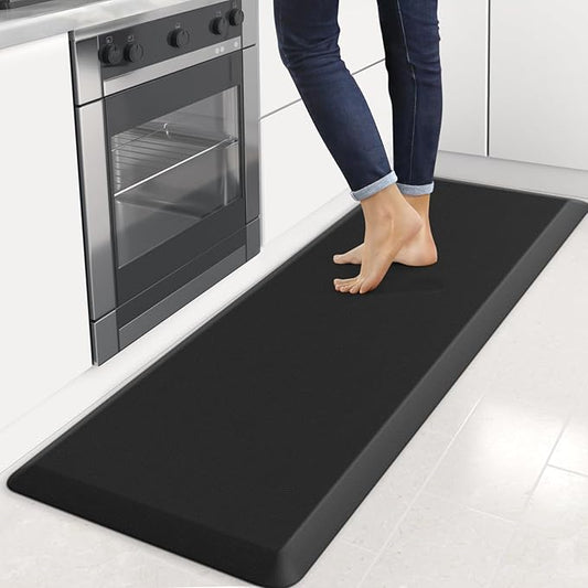 4/5 Inch Thick Kitchen Mats for Floor, StepRite Kitchen Rug for Standing Desk, Non-Slip, Thicker, Stain Resistant, Waterproof, Comfort Anti Fatigue Floor Mat for Home, Kitchen, Office - Black,70*24''