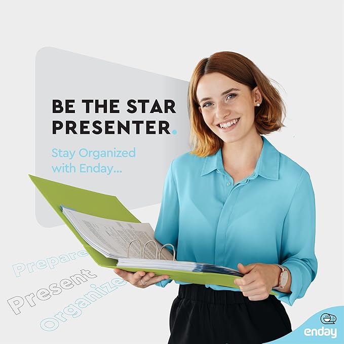 3 Inch Binder 3 Ring Binders Green, Slant D-Ring 3” Clear View Cover with 2 Inside Pockets, Heavy Duty Colored School Supplies Office and Home Binders – by Enday