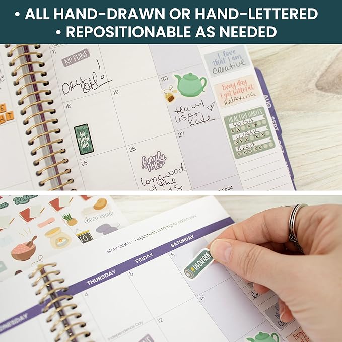 Bloom Daily Planners Rest is Self-Care Planner Sticker Pack - 8 Sheets / 490+ Stickers - Relaxation Themed Illustrations for Mental Health & Wellness - Journaling, Scrapbooking, Planning