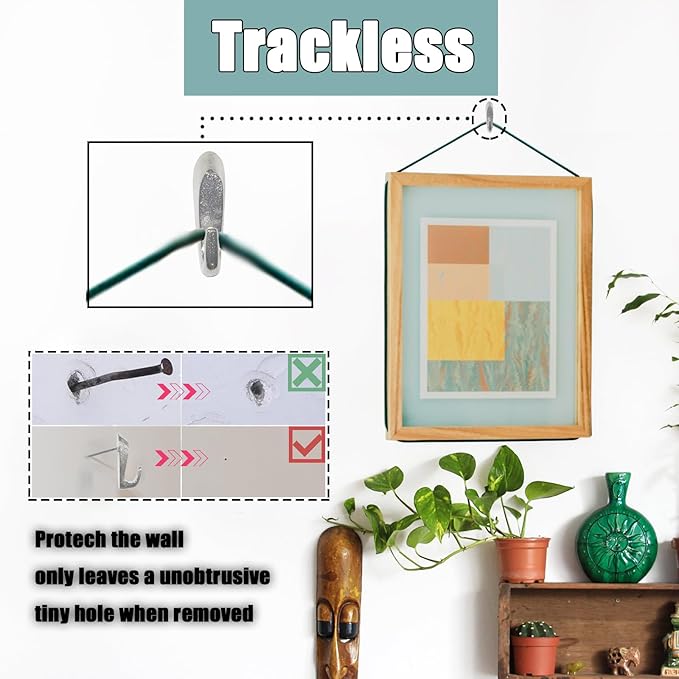 30 PCS Picture Hanging Nails Thumb Tacks for Wall Hangings, Heavy Duty Push Pins Wall Hooks for Drywall Cork Board, Picture Hanging Kit with Nails High Heel Silver