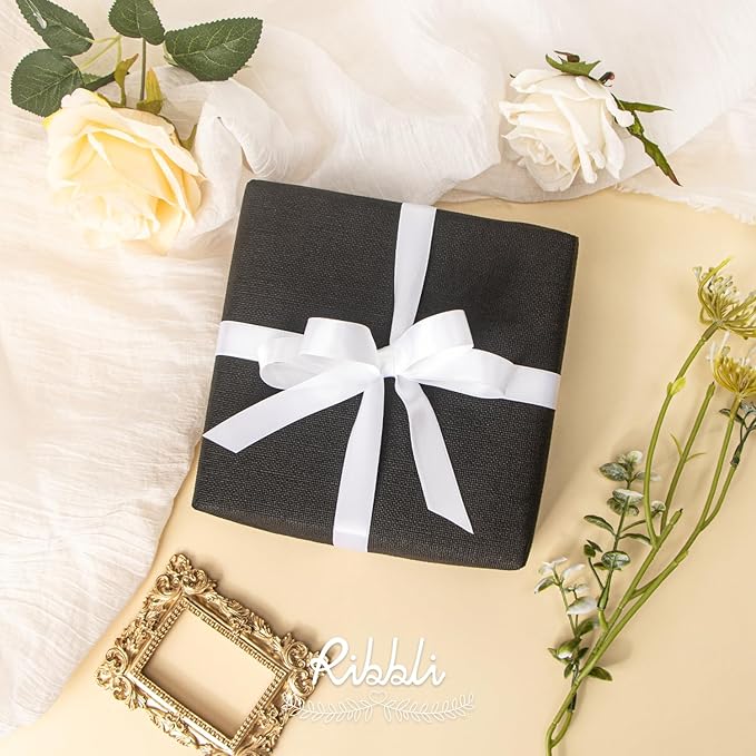 Ribbli White Satin Ribbon 5/8 inch x Continuous 25 Yards,Double Faced Satin Use for Craft, Gift Wrapping, Christmas Ornaments, Hair Bows, Bouquet Bows