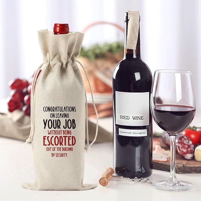Funny Retirement Gifts for Woman Men Happy Retirement Party Decorations Retired Leaving Gifts for Coworkers Boss Congratulations On Leaving Your Job Sign Wine Bag