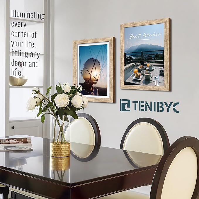 11x17 Oak Poster Frame 3 Pack with HD Glass, Natural Solid Wood Picture Frame, Wall Gallery Frame