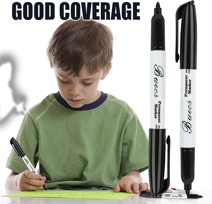 Permanent Markers, 80 Count Black Permanent Markers, Fine Point, Waterproof & Smear Proof Markers, Quick Drying, Office Supplies for School, Office, Home