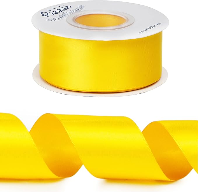 Ribbli Maize Yellow Double Faced Satin Ribbon,1-1/2” x Continuous 25 Yards,Use for Bows Bouquet,Gift Wrapping,Baby Shower,Floral Arrangement