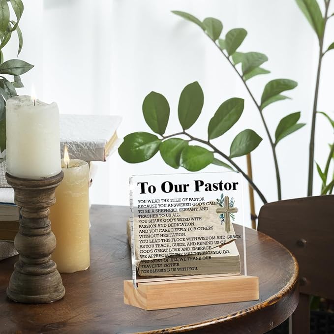 Gifts for Pastors, Thank You Gift for Pastor Preacher Church Leader, to Our Pastor Clear Desk Decorative Sign Home Acrylic Decor