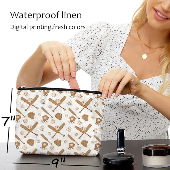 Cute Baseball Mom Makeup Bag - Baseball Coach Travel Accessories - Mothers Day, Christmas, Birthday & Retirement Gift Ideas