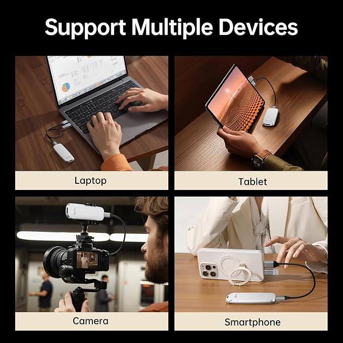 PHIXERO P10PRO External NVMe SSD 2TB, Up to 1050MB/s, USB 3.2 Gen2, Includes 2-in-1 USB C Cable, Portable Hard Drive for iPhone 15+/Android/Windows/Mac, White