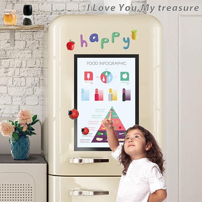 Magnetic Sign Holder, 11 x 17 Wall Mount Self Adhesive Document Display Frames, Double Sided Display for Glass Window (Black, 5pack)