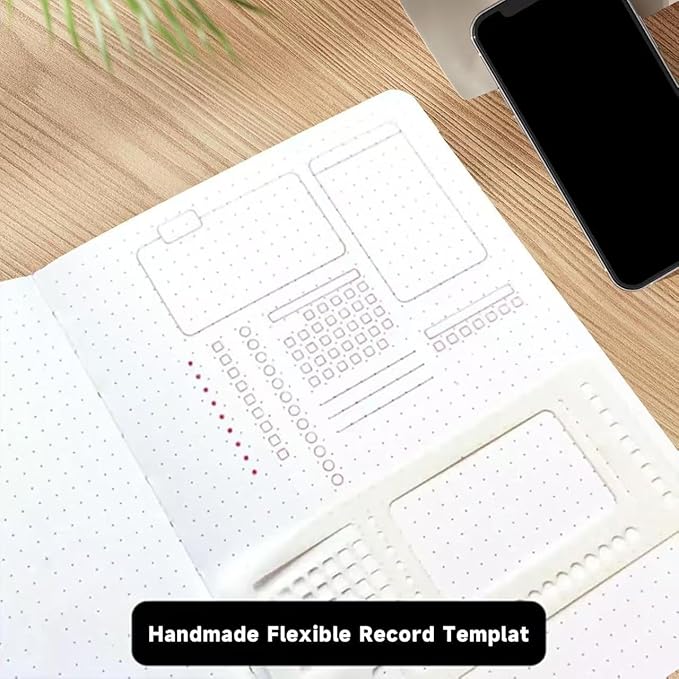 Handmade Flexible Record Template, 3 Pack Flexible Journal Stencil Set, Reusable Flexible Record Template, Planner Stencil Set for Dot Grid Journals, Versatile Drawing Templates Kit (B)