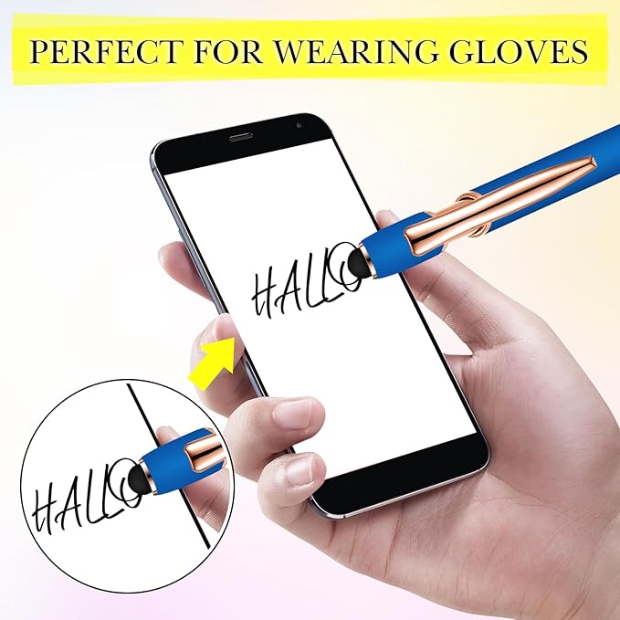 Zonon 38 Pieces Rubberized Ballpoint Pen with Stylus Tip Stylish Metal Pen Capacitive Styli with Soft Rubberized Grip, Black Ink for Most Devices(Classic Colors)