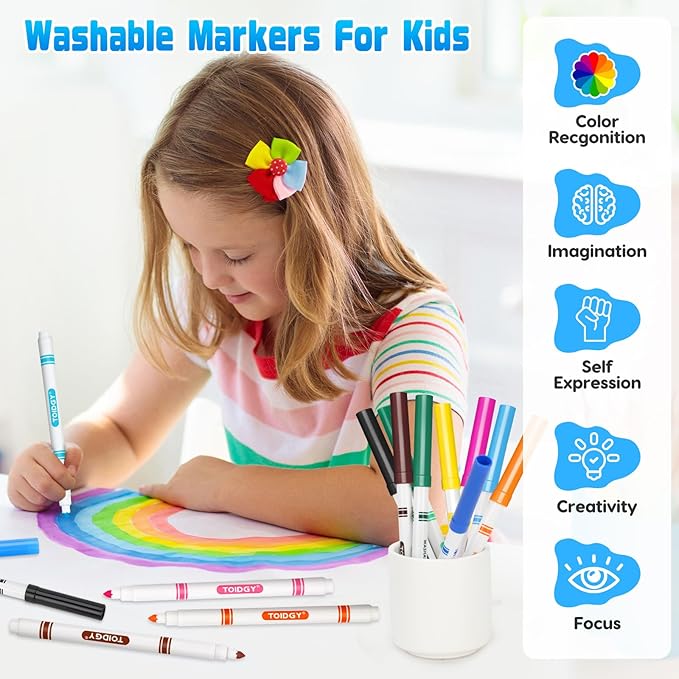 200 PCS Washable Markers for Kids, Colored Markers Bulk for School, Thin Marker Set in 10 Assorting Colors, Fine Line Marker with Conical Tip, Back to School Supplies, Classroom Must Haves