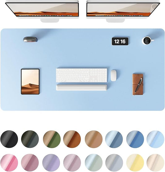 YSAGi Leather Desk Protector, Office Mat, Large Mouse Mat, Non-Slip PU Leather Blotter, Laptop Pad, Waterproof Writing Pad for Office and Home (Baby Blue, 47.2" x 23.6")