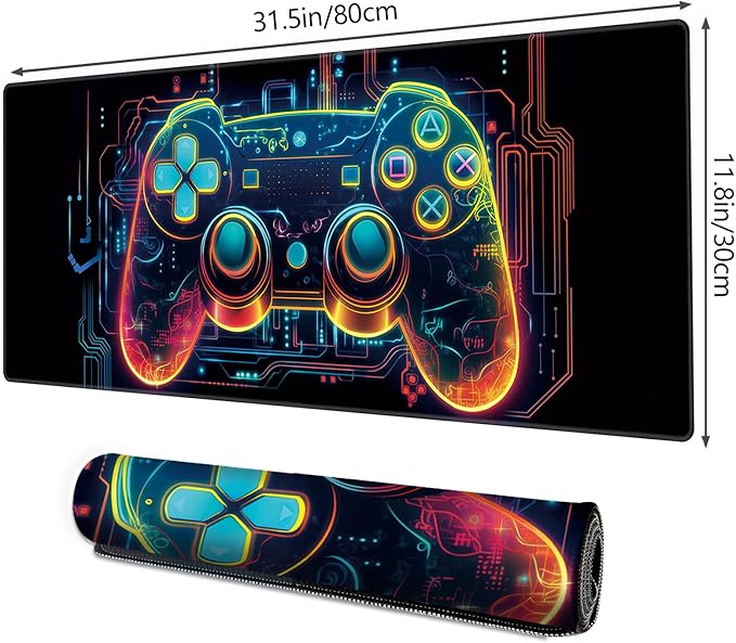 Galdas Gaming Mouse Pad XXL XL Large Long Extended Big Mousepad Non-Slip Rubber Keyboard Mouse Pad with Stitched Edges for Laptop Home Office (31.5x11.8x0.08 Inch) … (Handle)