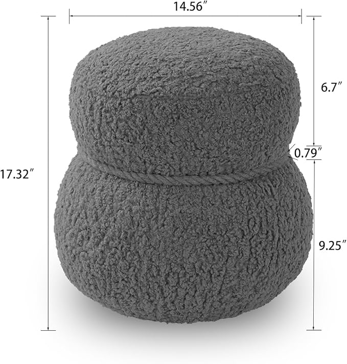 MEETAKING Small Round Foot Stool, Teddy Fabric Footrest Ottoman Stool with Non-Skid Legs, Modern Footstools Step for Couch, Desk, Office, Living Room (Light Brown)