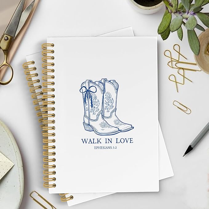 Christian Western Spiral Notebook Journal, Western Cowgirl Bible Notebooks for Note Taking, Cowgirl Gifts for Women, Christian Prayer Bible Journaling Hardcover Spiral Journal 5.5x8.3 Inches Writing Pads