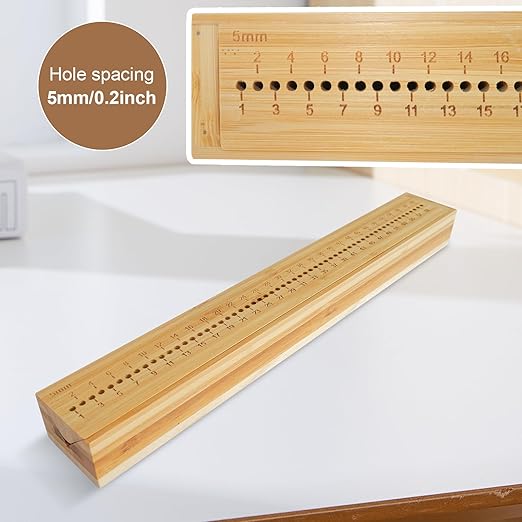 Book Binding Cradle, Wood Bookbinding Punching Cradle with an Awl, Bamboo Signature Punching Cradle with Piercing Guide 5 mm Hole Spacing, Portable Book Binding Tools Kits for Book DIY Crafts