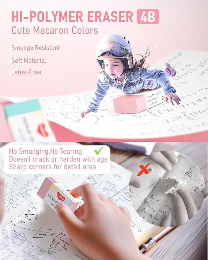 12PCS 0.5 & 0.7 mm Mechanical Pencils Set with Case, Cute Pastel Mechanical Pencil with 720PCS HB Lead Refills, 3 Erasers, Aesthetic Back to School Supplies for Student Writing Drafting