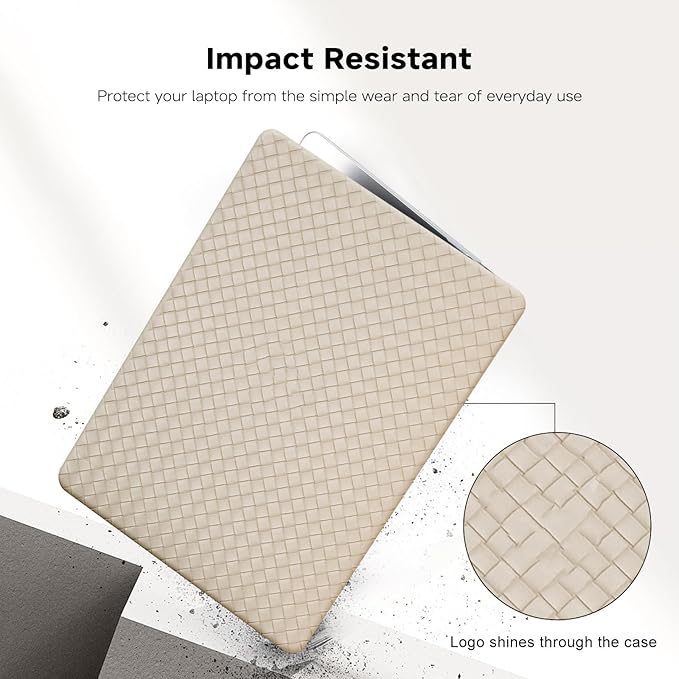 Woven Case for MacBook Air 15 inch Case 2023 2024 2025 M4 A3241 M3 A3114 M2 A2941,for Mac Air M2 Sturdy Protective Leather Woven Textured Cases&Keyboard Cover for Mac 15 M4 Weave,Boho Beige