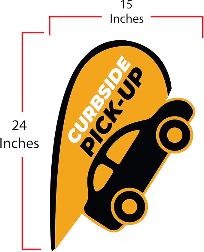 Indoor Outdoor Double Sided Window Flag for Business Sign Drive Thru, Delivery, Pick Up, Essential Business and We are Open Small 3D Flag Kit for Small Business (curbside)