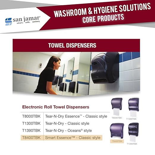 San Jamar Classic Smart Essence Plastic Paper Towel Dispenser, Towel Dispenser for Bathroom, 10 X 14.5 X 12.5 Inches, Black Pearl