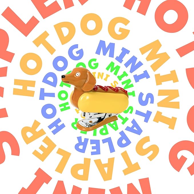 YOBRO Mini Stapler for Kids Students Novelty Hotdog Desktop Stapler with 1000PCS Staples 12 Sheets Capacity Stationery Animal Stapler for Home Office Stocking Stuffers for Kids