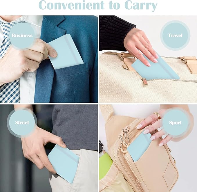 Pocket Dotted Notebook, 2-Pack Dot Grid Notebook, Dotted Journal with Stickers, 3.5" x 5.5" Hardcover, Small Mini A6 size, 160 Pages, 100 gsm Thick Paper, Sky Blue