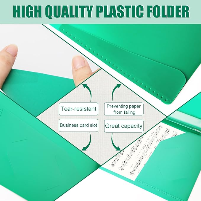 Pastel Plastic File Folders with Pockets and Prongs, 7 Pack, A4 Letter Size, Heavy Duty Waterproof Office Folders with Clear Front Cover for School, Home, and Office (Multicolor)