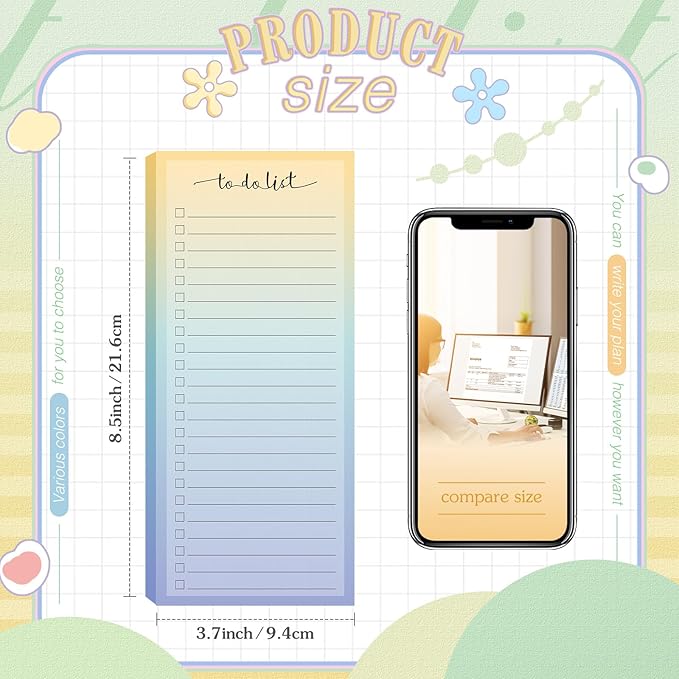 Censen 10 Pack 500 Sheets To Do List Notes Daily Checklist Notepads with 50 Sheets Each Undated Color Memo Pad Block Shopping List Pad Weekly Plan Notepad Organizer Planners(Vivid Color,Lined)