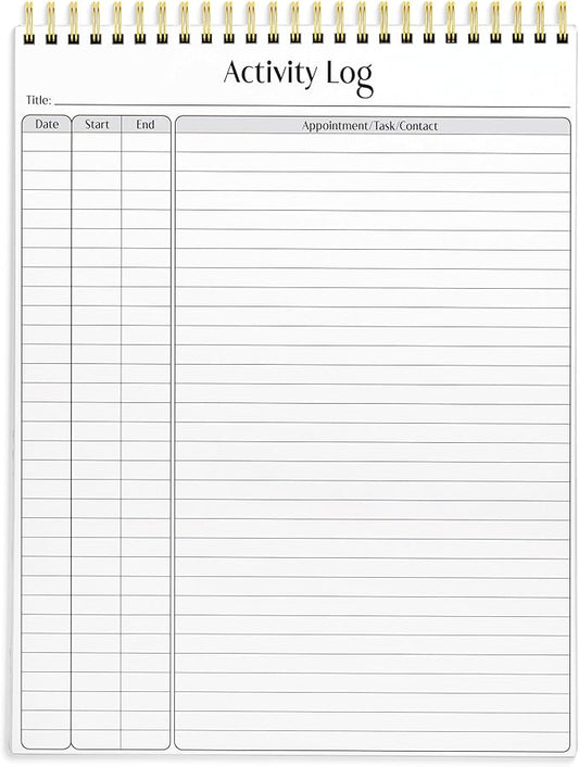 Better Office Products Activity Log Notepad, 8.5" x 11", Planning Note Pad, 50 Sheets, Double-Wire Spiral, Daily Time Tracking Productivity Checklist Organizer,(1 Pack)