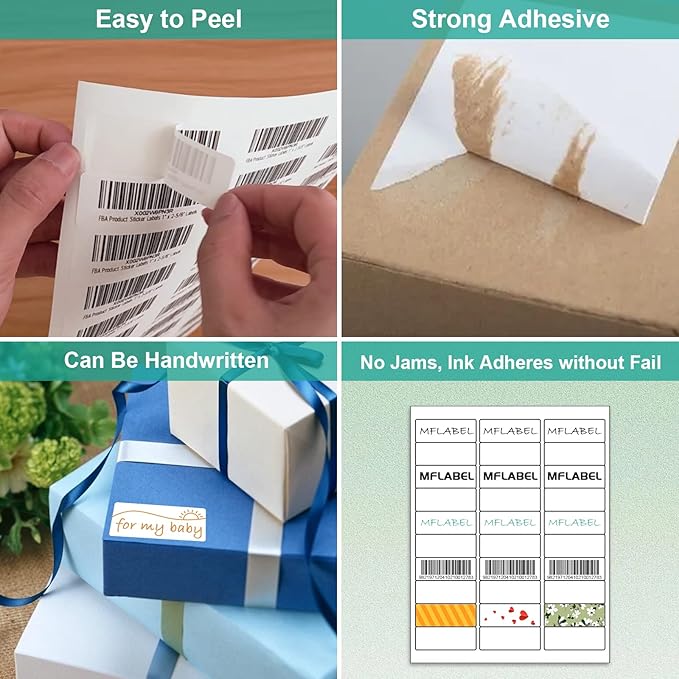 MFLABEL Address Label, 1" x2-5/8 Mailing Sticker, 30-UP White Shipping Labels for Inkjet or Laser Printer, 15000 Sticker Labels (500 Sheets), 30 Label per Sheet