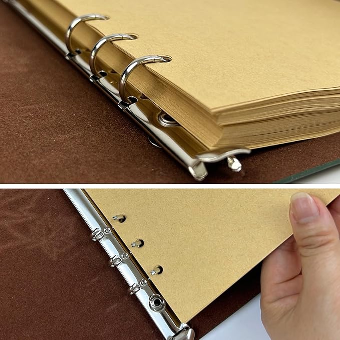 Leather Writing Journal Notebook,Classic Spiral Bound Notebook Refillable Diary Sketchbook Gifts with Unlined Travel Journals to Write in for Girls and Boys(Leaves,A6/Dark Green)