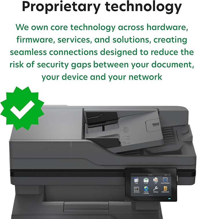 LEXMARK MX532adwe Monochrome Laser Printer, Integrated Duplex, Energy Star, 4.3-inch Color Touch Screen, Print Speed: Up to 46 ppm, Recommended Monthly Page Volume: 2,000-15,000 Pages(38S0820)