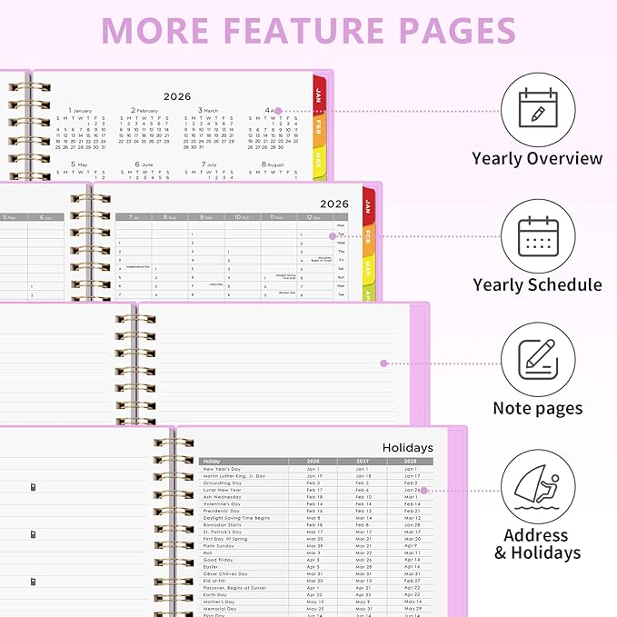 EMSHOI 2026 Appointment Book, A4 15-Minute Hourly Planner, JAN 2026 - DEC 2026, Daily Weekly Monthly, 100GSM Thick Paper, PVC Cover, Colorful Tabs - for Work, School, Salon Scheduling